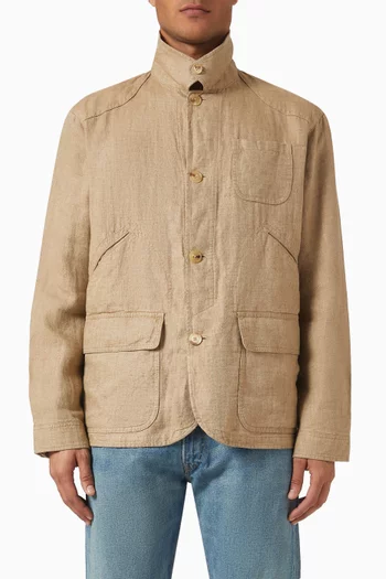 Herringbone Utility Jacket in Linen