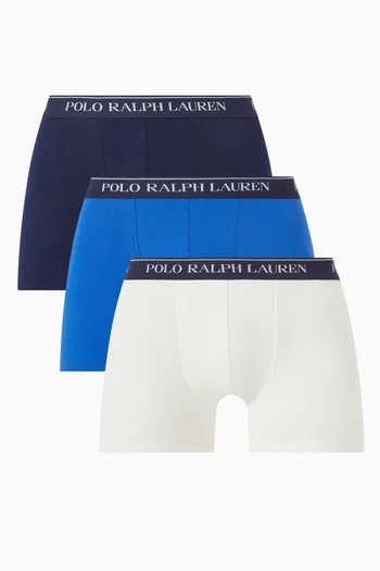 Printed Boxer Briefs in Stretch Cotton, Set of 3