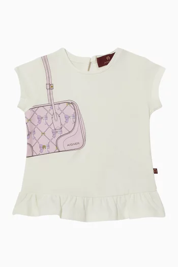 Ruffle Crossbody Bag T-Shirt in Cotton
