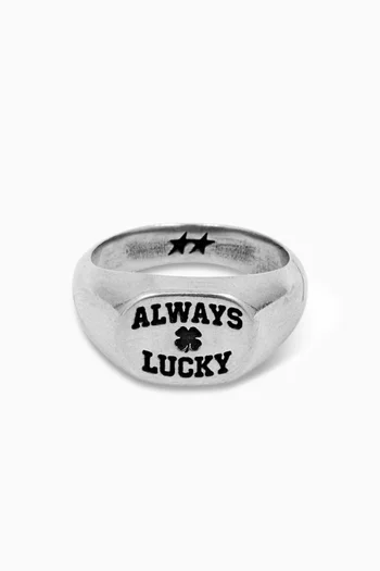 خاتم بعبارة Always Lucky نحاس مطلي فضة