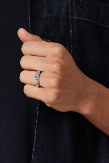 Blue Stone Ring in Silver-plated Brass