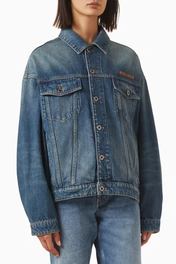 Blouson Jacket in Washed-denim