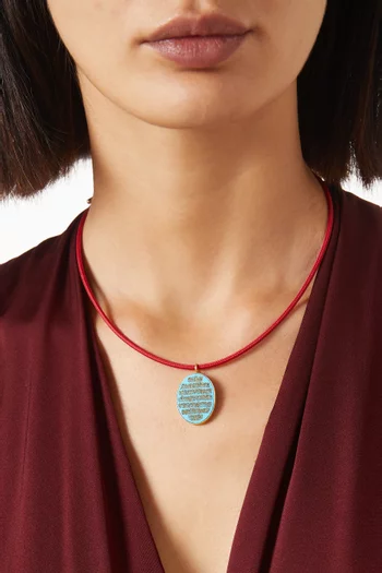 Turquoise Carved  ‘Ayat Al Kursi’ Necklace in 18kt Gold