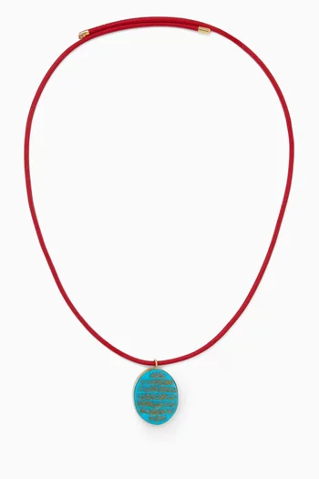 Turquoise Carved  ‘Ayat Al Kursi’ Necklace in 18kt Gold