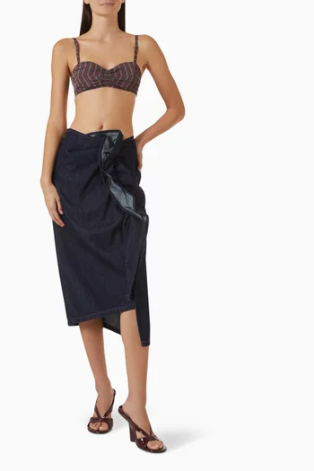 Ruffled Midi Skirt in Denim