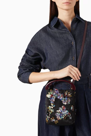 Micro Embellished Top-handle Bag in Nylon