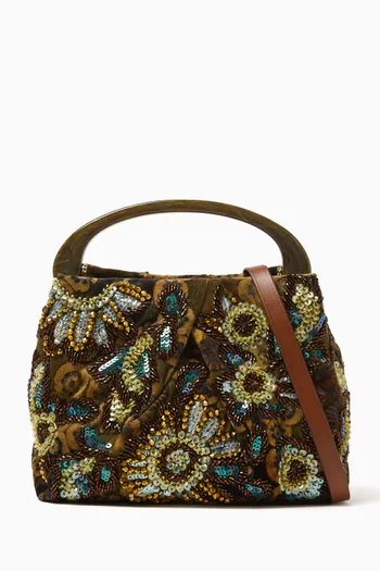 Mini Embellished Bag in Cotton-blend Velvet