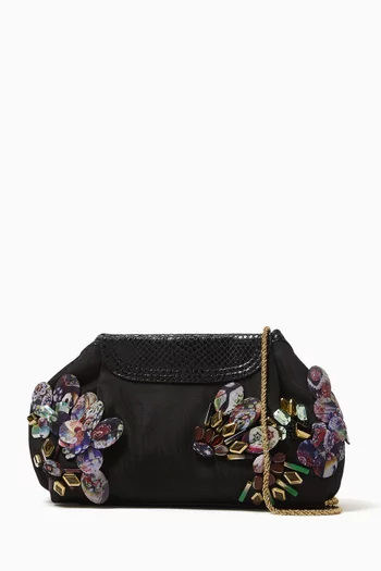 Small Embellished Chain Clutch in Acetate-blend