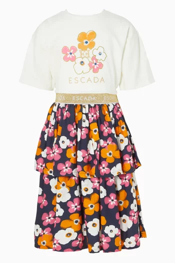 Floral-print Tiered Skirt