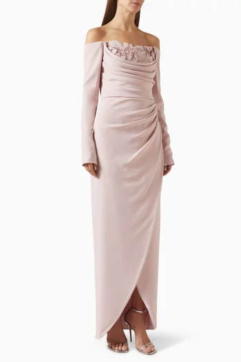 Zillie Off-shoulder Gown in Crepe