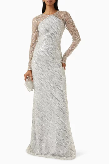 Fully Beaded Sequin Gown