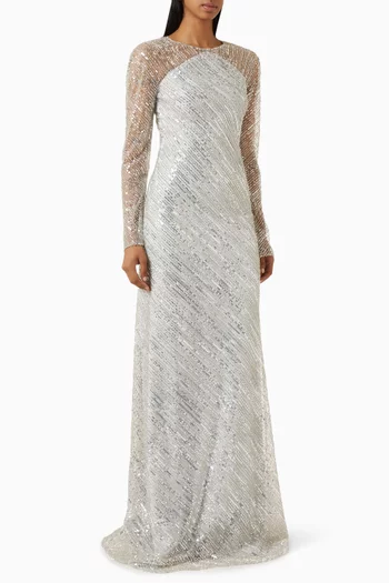 Fully Beaded Sequin Gown