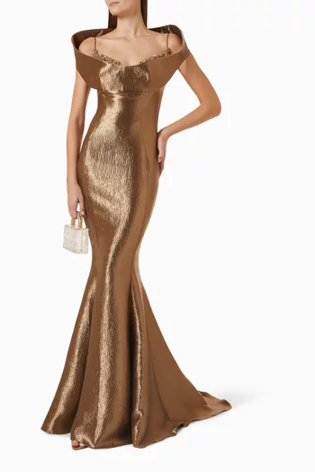 Beaded Bust Mermaid Gown