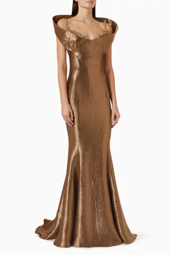 Beaded Bust Mermaid Gown