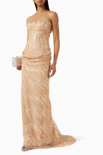 Beaded Sweetheart Corset Gown