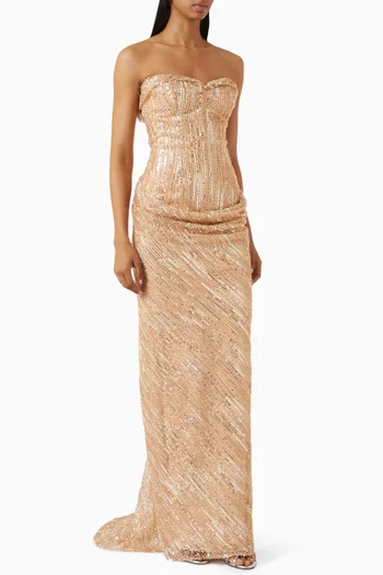 Beaded Sweetheart Corset Gown