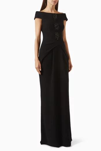 Off-shoulder Embellished Gown