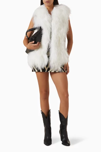 Zella Zebra-print Fur Gilet