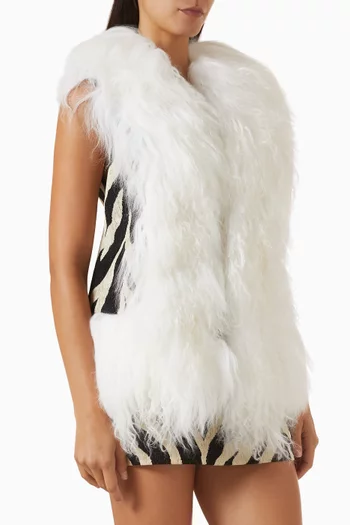 Zella Zebra-print Fur Gilet
