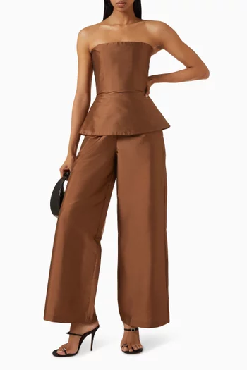 Lune Wide-leg Pants in Taffeta