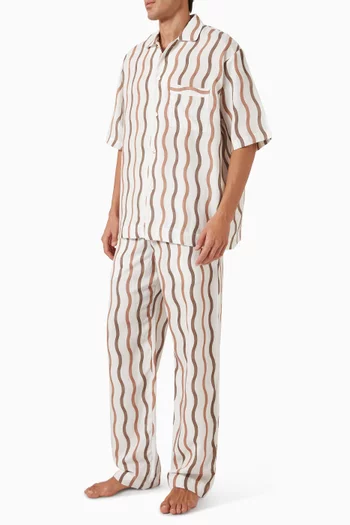 x La Marzocco Cassio Pyjama Shirt in Linen-blend