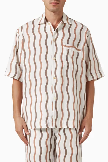 x La Marzocco Cassio Pyjama Shirt in Linen-blend