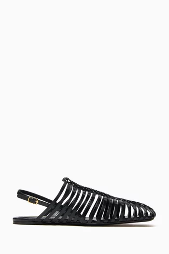 Braided Ballerina Flats in Leather