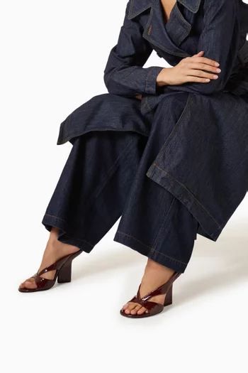 Open-toe 100 Mules in Ostrich-print Leather
