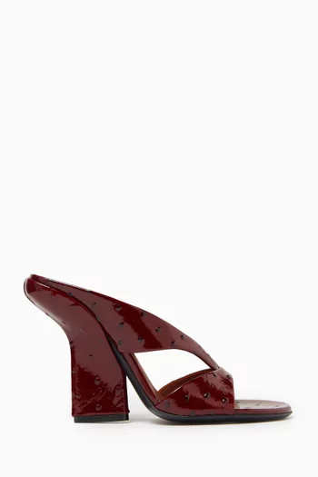 Open-toe 100 Mules in Ostrich-print Leather