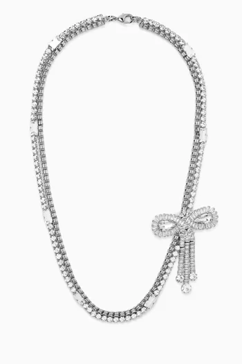 Crystal & Bow Embellished Chain Necklace