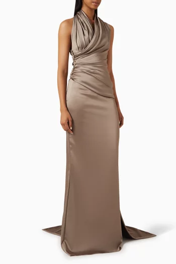 Poise Draped Dress in Satin