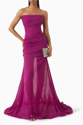 Suspension Draped Dress in Silk Blend
