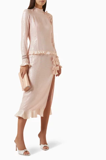Sequin-embellished Dress in Silk-georgette