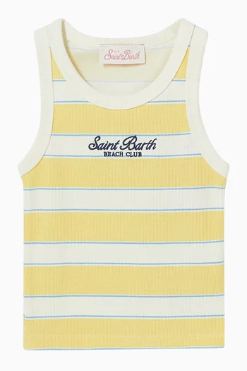 Logo Striped Tank Top in Jersey