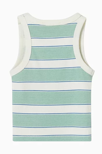 Logo Striped Tank Top in Jersey
