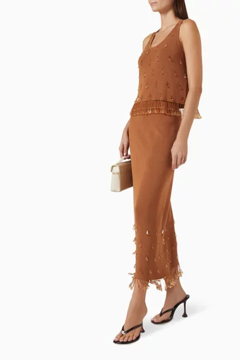 Estilla Embellished Maxi Skirt in Knit