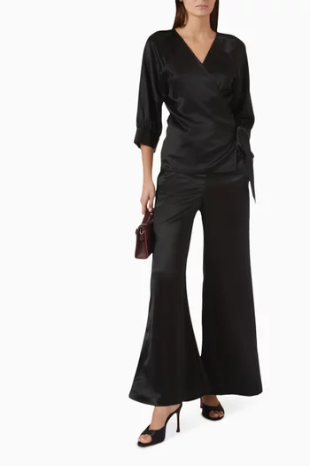 Lucee Flared Pants in Satin