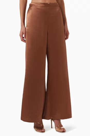 Lucee Flared Pants in Satin