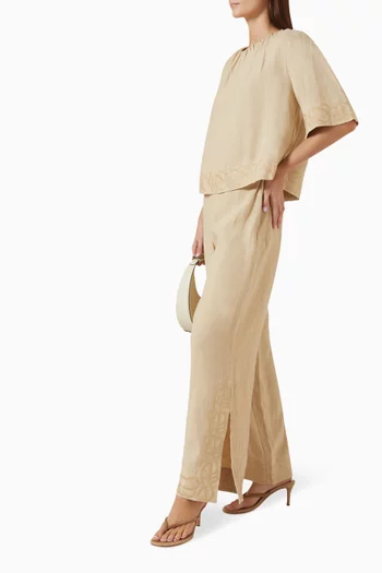 Michelle Wide-leg Pants in Linen