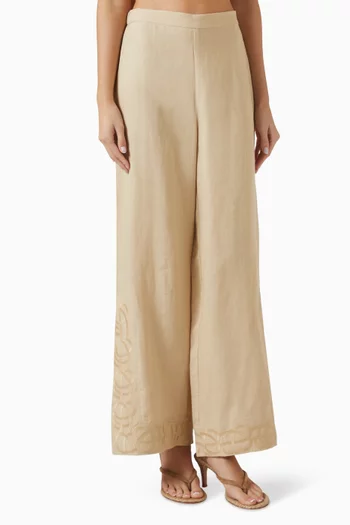 Michelle Wide-leg Pants in Linen