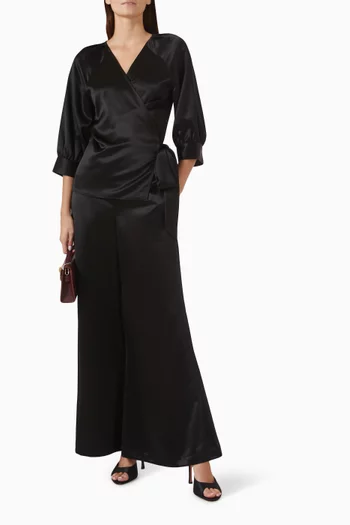 Pacey Wrap Top in Satin