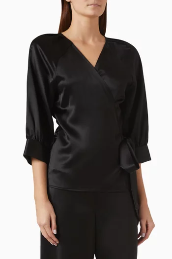 Pacey Wrap Top in Satin