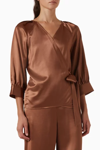 Pacey Wrap Top in Satin