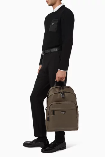 Backpack in Re-Nylon & Saffiano Leather