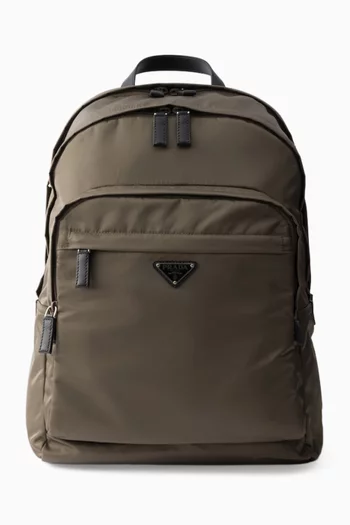 Backpack in Re-Nylon & Saffiano Leather