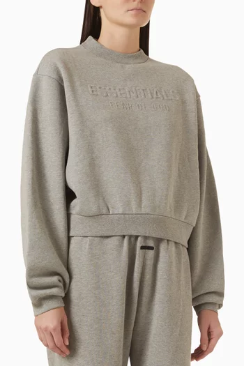 Modern Cropped Crewneck Sweatshirt in Fleece