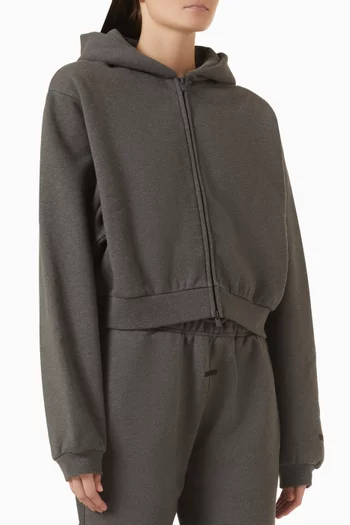 Modern Cropped Zip Hoodie in Fleece