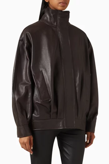 Paula Funnel Neck Jacket in Leather