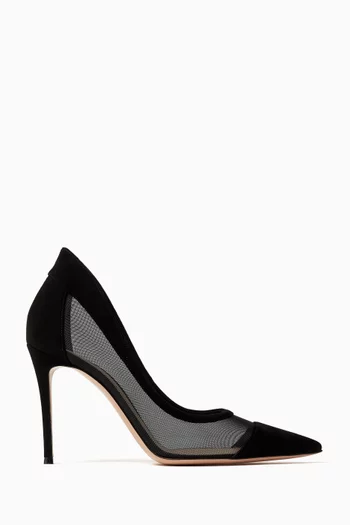 Pointed-toe 95 Pumps in Suede & Mesh