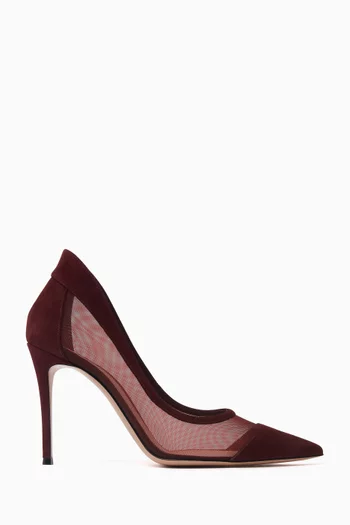Pointed-toe 95 Pumps in Suede & Mesh